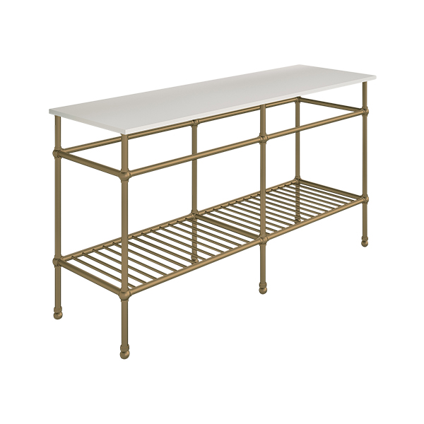 Traditional 6 leg double freestanding basin stand for benchtop. Ball feet & shelf. W1500 x D480 x H880