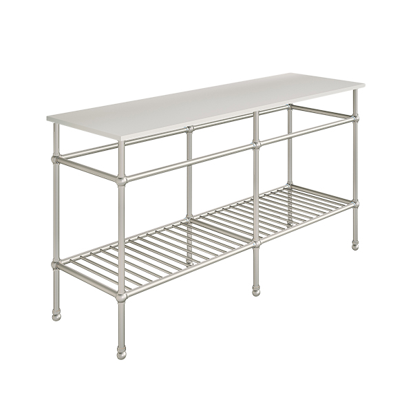 Traditional 6 leg double freestanding basin stand for benchtop. Ball feet & shelf. W1500 x D480 x H880