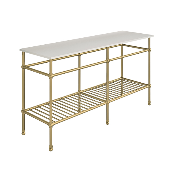 Traditional 6 leg double freestanding basin stand for benchtop. Ball feet & shelf. W1500 x D480 x H880