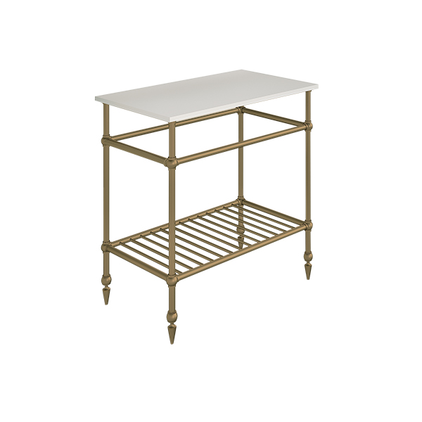 Traditional 4 leg freestanding basin stand for benchtop. Pointed feet & shelf. W750 x D480 x H880