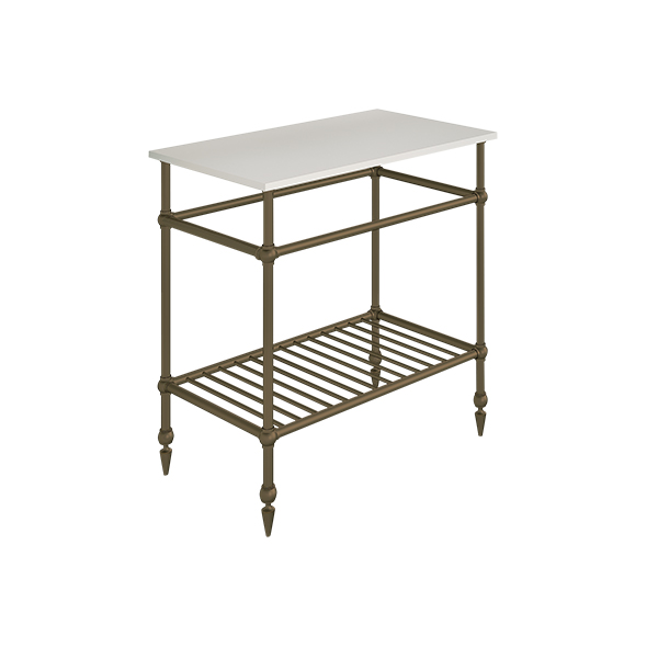 Traditional 4 leg freestanding basin stand for benchtop. Pointed feet & shelf. W750 x D480 x H880