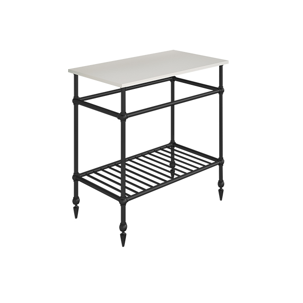 Traditional 4 leg freestanding basin stand for benchtop. Pointed feet & shelf. W750 x D480 x H880