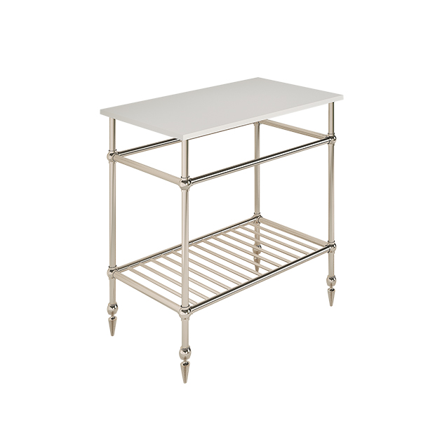 Traditional 4 leg freestanding basin stand for benchtop. Pointed feet & shelf. W750 x D480 x H880