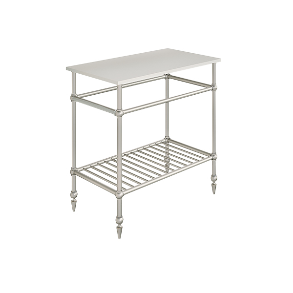 Traditional 4 leg freestanding basin stand for benchtop. Pointed feet & shelf. W750 x D480 x H880