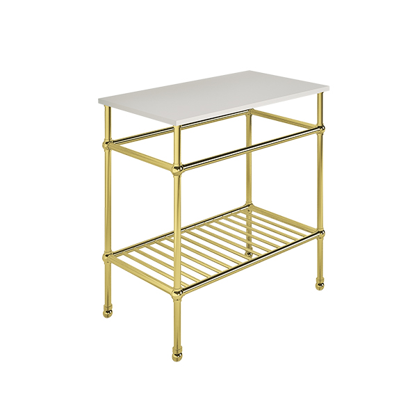 Traditional 4 leg freestanding basin stand for benchtop. Ball feet & shelf. W750 x D480 x H880