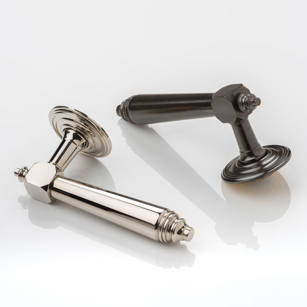 Caulet solid brass door lever handle with ornate rose