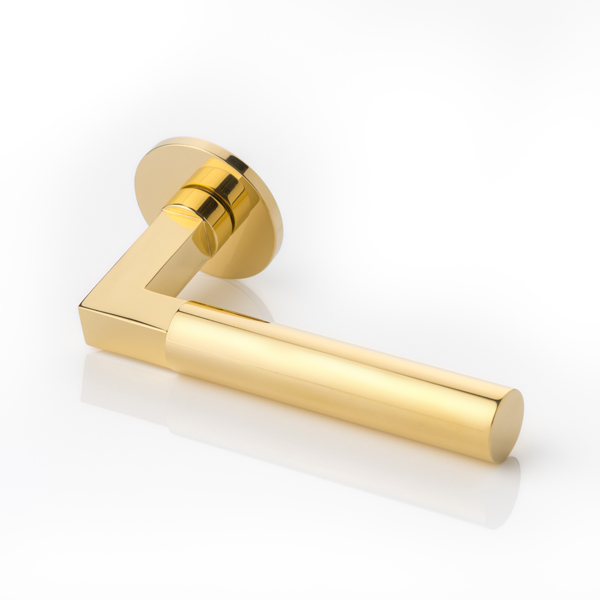 Ashworth solid brass door lever handle with round rose