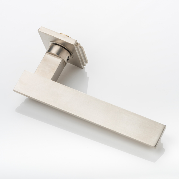 Drayton solid brass door lever handle with square edge deco rose