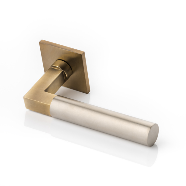 Ashworth II solid brass door lever handle with square rose