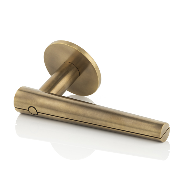 KH Dot solid brass door lever handle with round rose