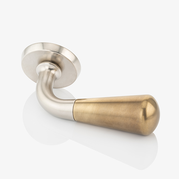 Levant solid brass door lever handle with round rose