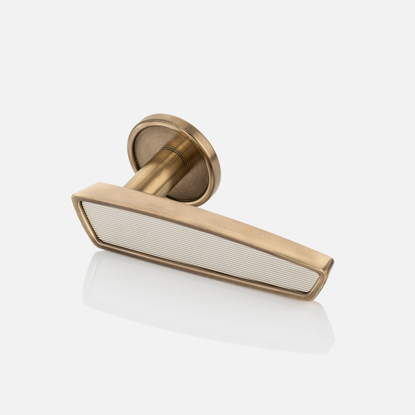 Mount solid brass door lever handle with round rose