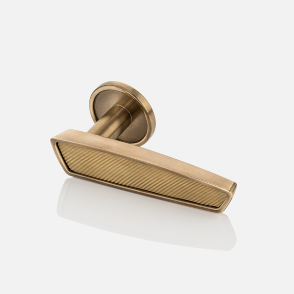 Mount solid brass door lever handle with round rose