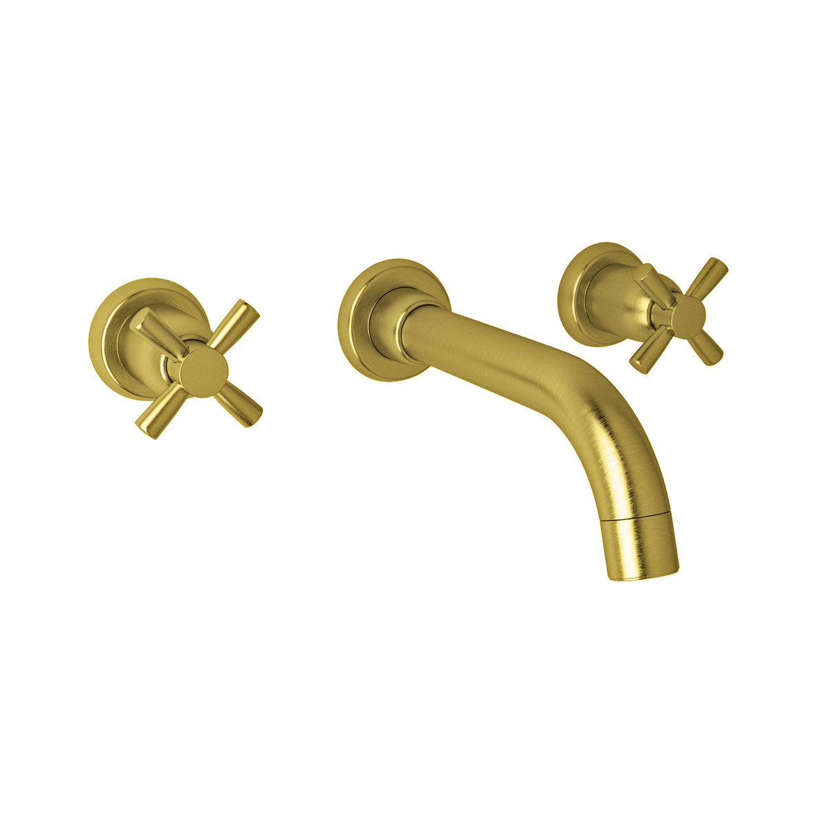 Langbourn wall-mounted basin mixer with modern spout & crosshead taps