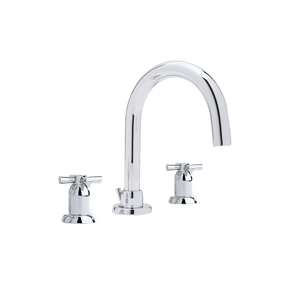 Langbourn 3 hole basin mixer with tubular spout & crosshead taps