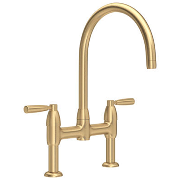 Io 2 hole bench mounted sink mixer with round spout & metal lever taps