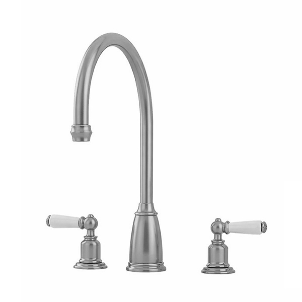 Athenian 3 hole sink mixer with porcelain lever taps