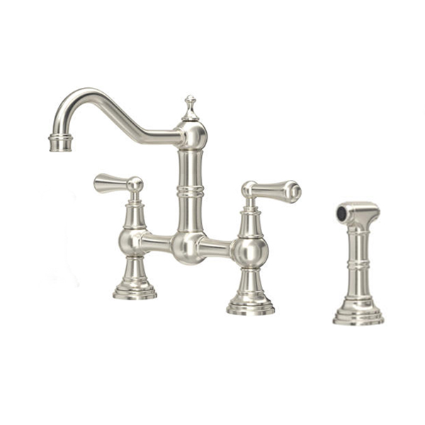 Provence country 2 hole sink mixer with metal levers & spray rinse