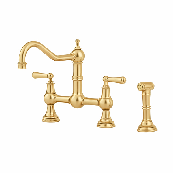 Provence country 2 hole sink mixer with metal levers & spray rinse