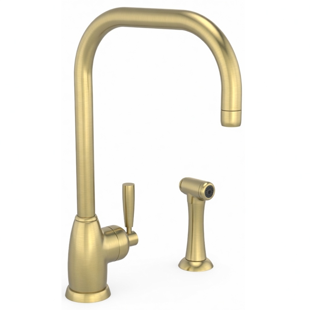 Mimas 1 hole sink mixer with square spout, single lever tap & spray rinse