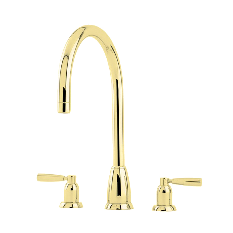 Callisto 3 hole sink mixer with round spout & metal lever taps