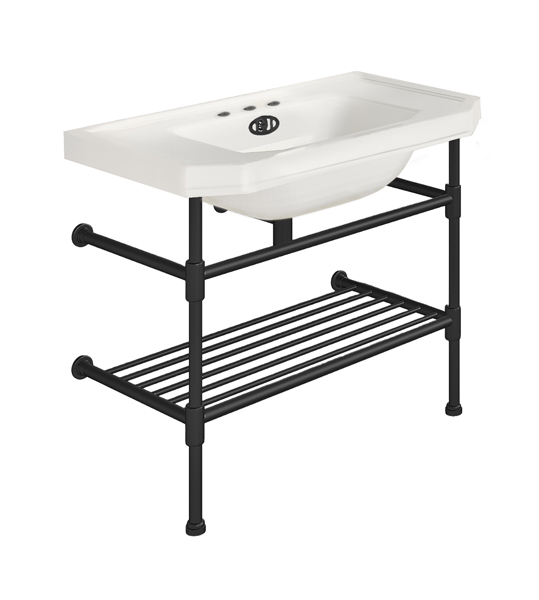 Hand basin 920W x 555D on basin stand with shelf