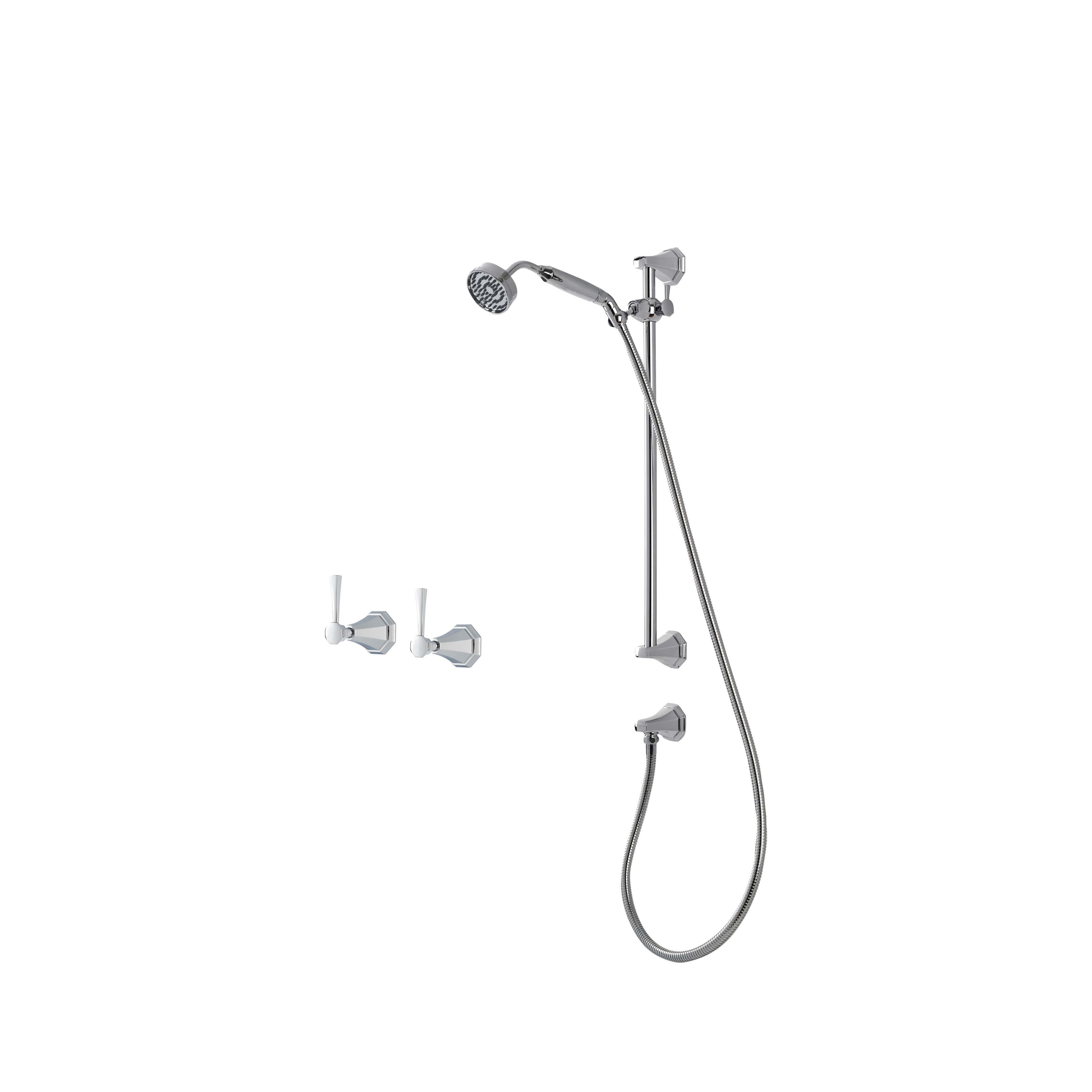 Deco shower layout - handshower on rail & levers