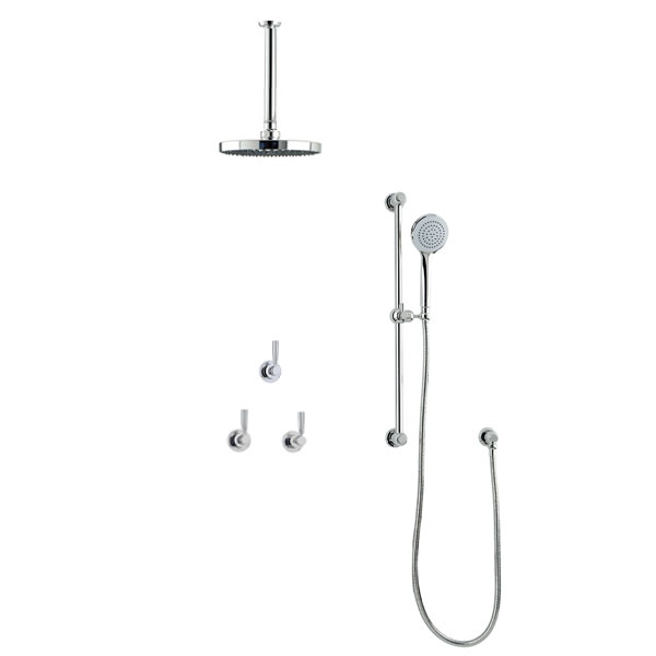 Langbourn shower layout - ceiling arm, rose, handshower on rail & levers