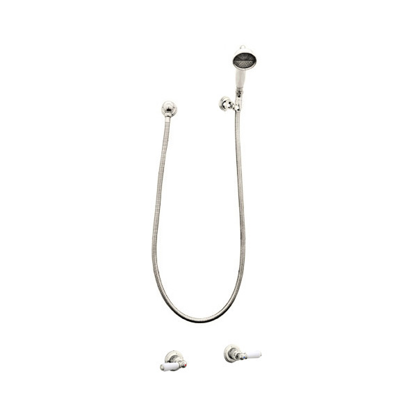 Traditional shower layout - handshower on parking bracket & levers