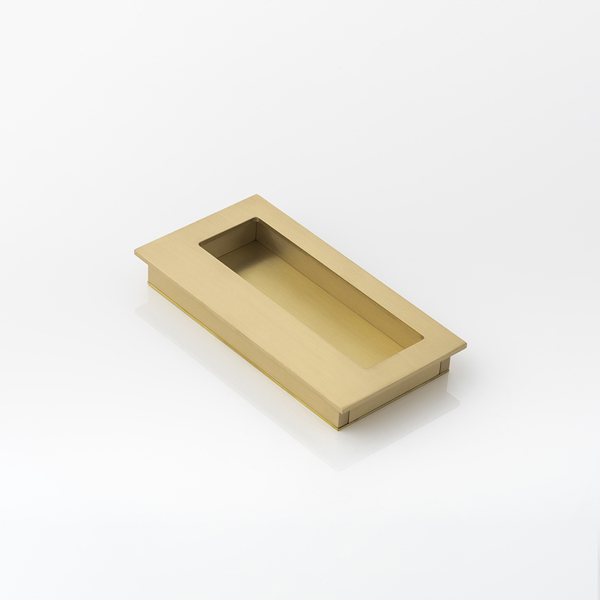 Rectangular solid brass recessed pull with large grip
