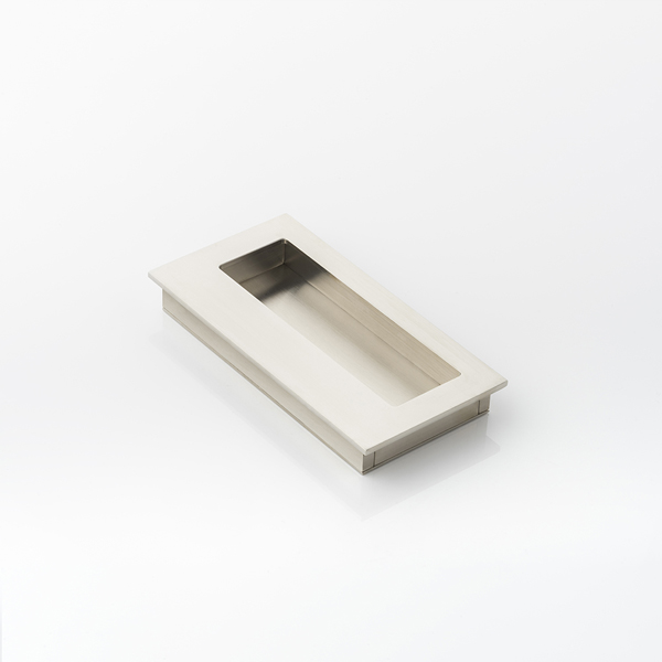 Rectangular solid brass recessed pull with large grip