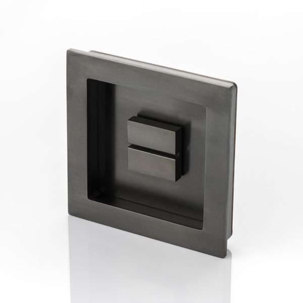 Cube solid brass recessed pull with privacy turn/release