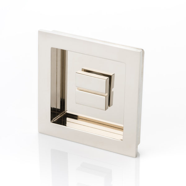 Cube solid brass recessed pull with privacy turn/release