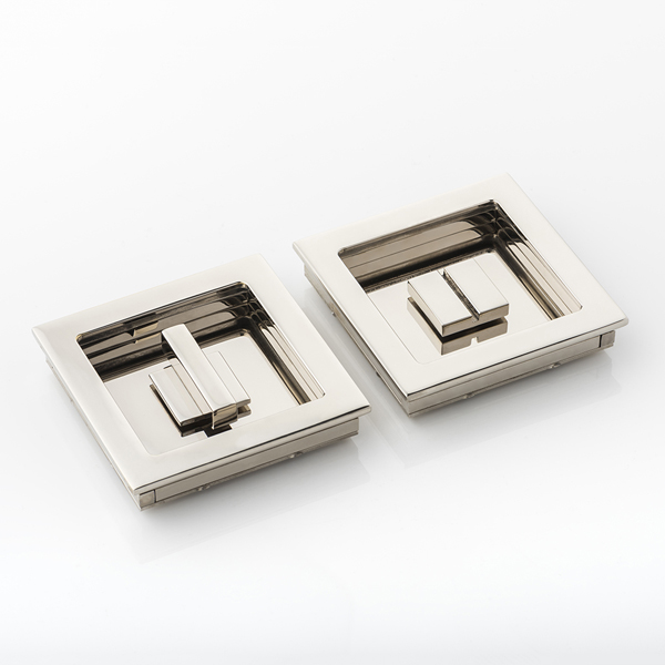 Cube solid brass recessed pull with privacy turn/release