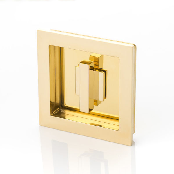 Cube solid brass recessed pull with privacy turn/release