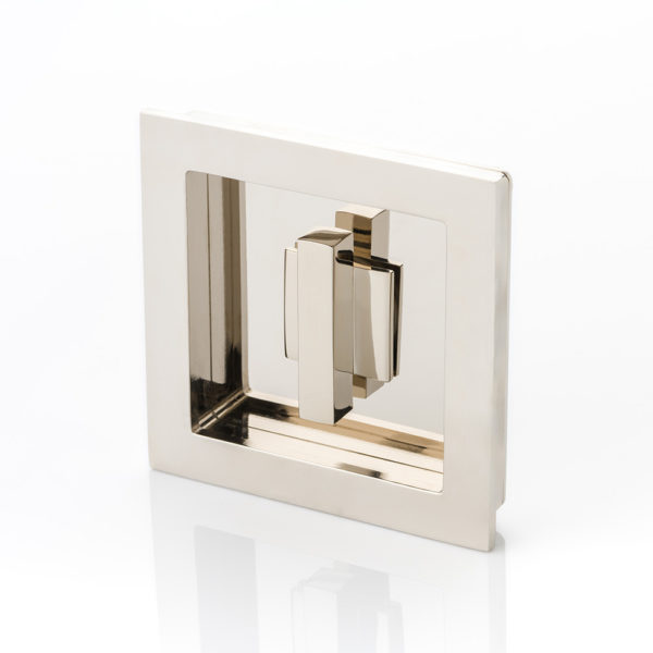 Cube solid brass recessed pull with privacy turn/release