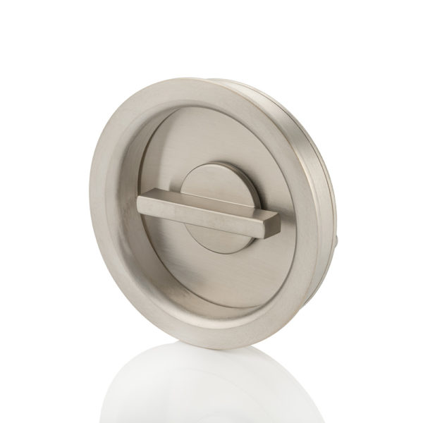 Round solid brass recessed pull with privacy turn/release