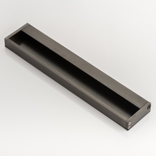Rectangular solid brass recessed pull with grip