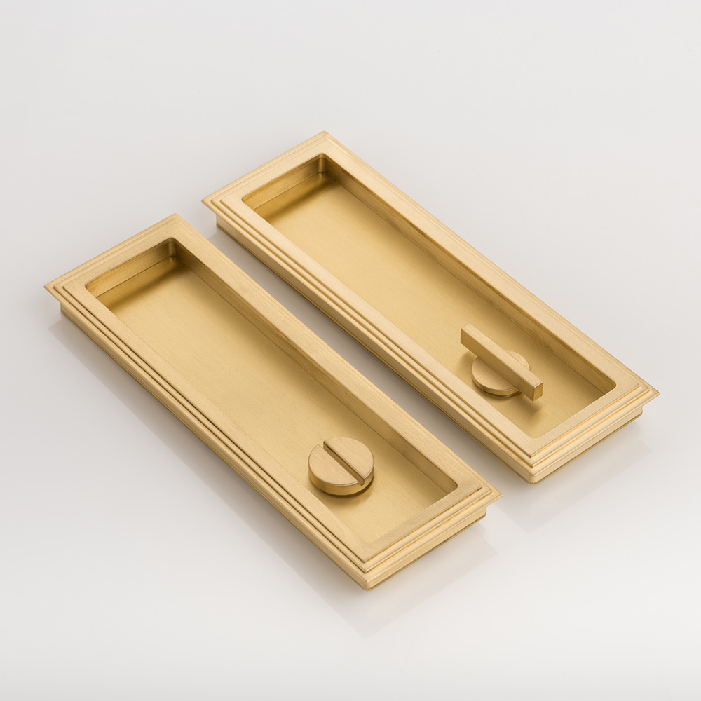 Dewhurst solid brass recessed pull with privacy turn/release
