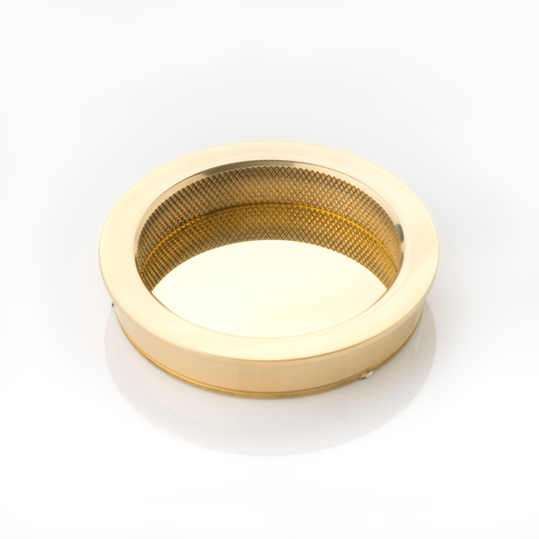 Round solid brass recessed pull with diamond knurl