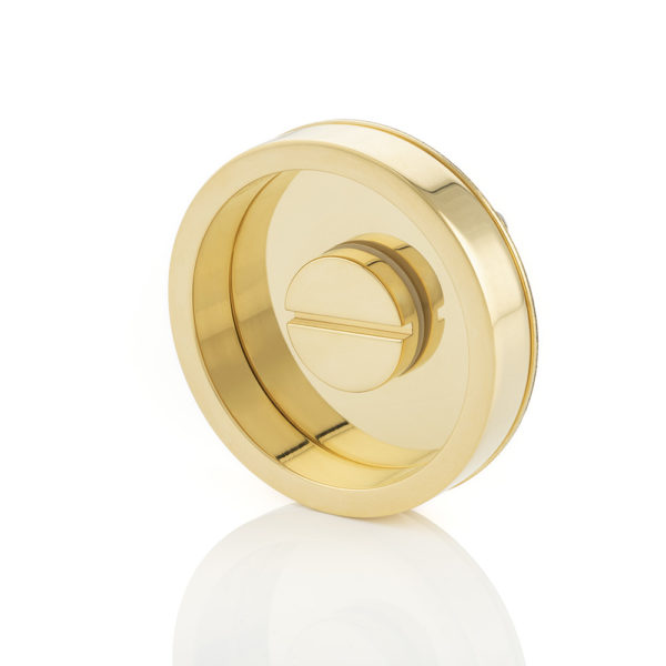 KH Dot solid brass recessed pull with privacy turn/release