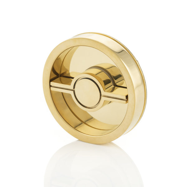 KH Dot solid brass recessed pull with privacy turn/release