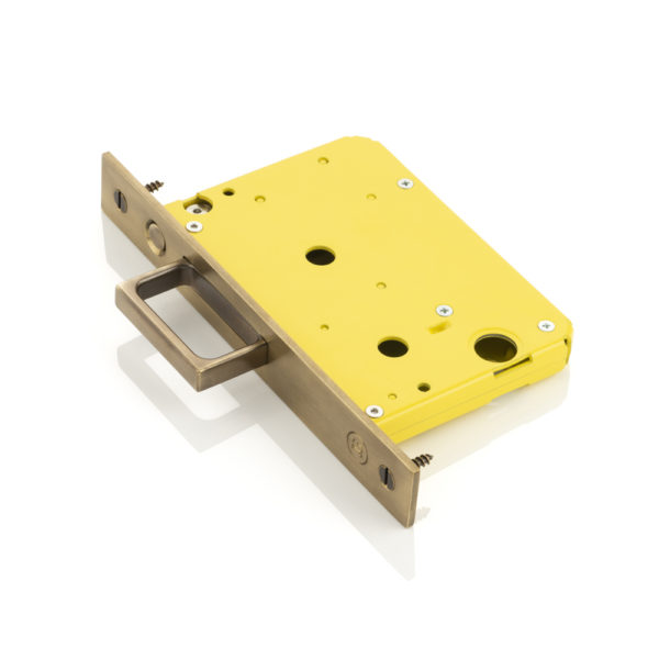 Yellow pull pocket sliding door end pull