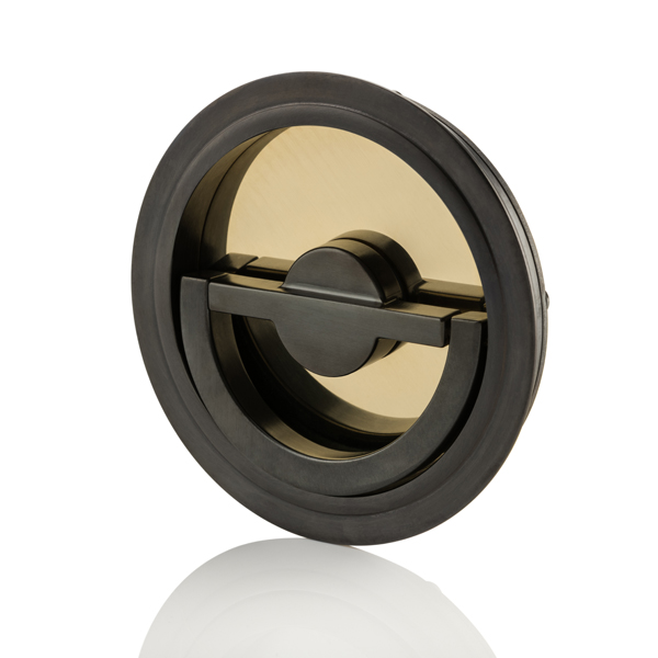 Solid brass sliding door round recessed pull