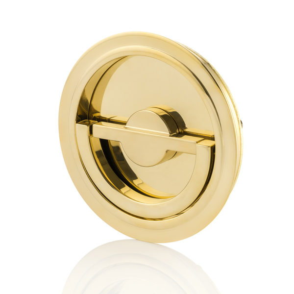 Solid brass sliding door round recessed pull