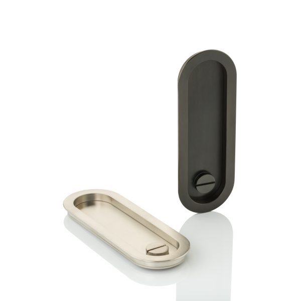 Maurice low profile oval recessed pull with privacy turn/release