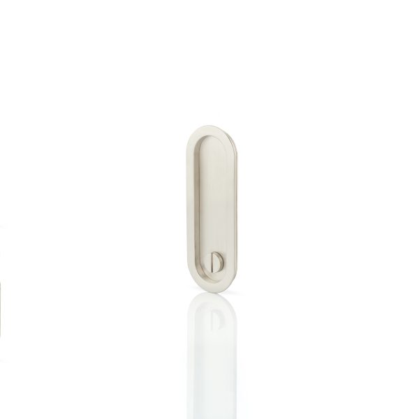 Maurice low profile oval recessed pull with privacy turn/release