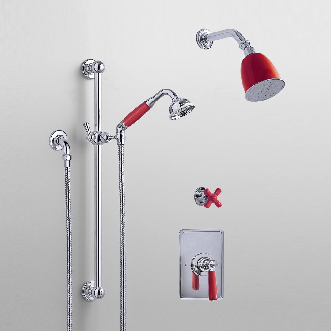 Rockwell shower layout RW1 with rail shower, wall shower & single lever shower mixer