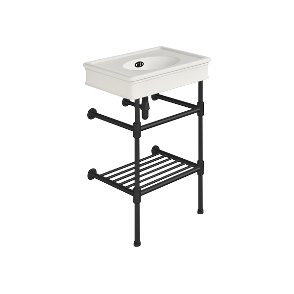 Lonsdale 550mm small basin on basin stand with shelf