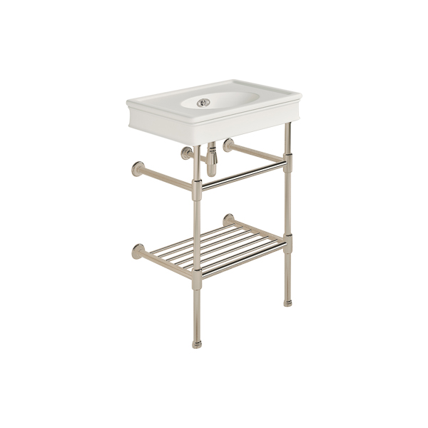 Lonsdale 550mm small basin on basin stand with shelf